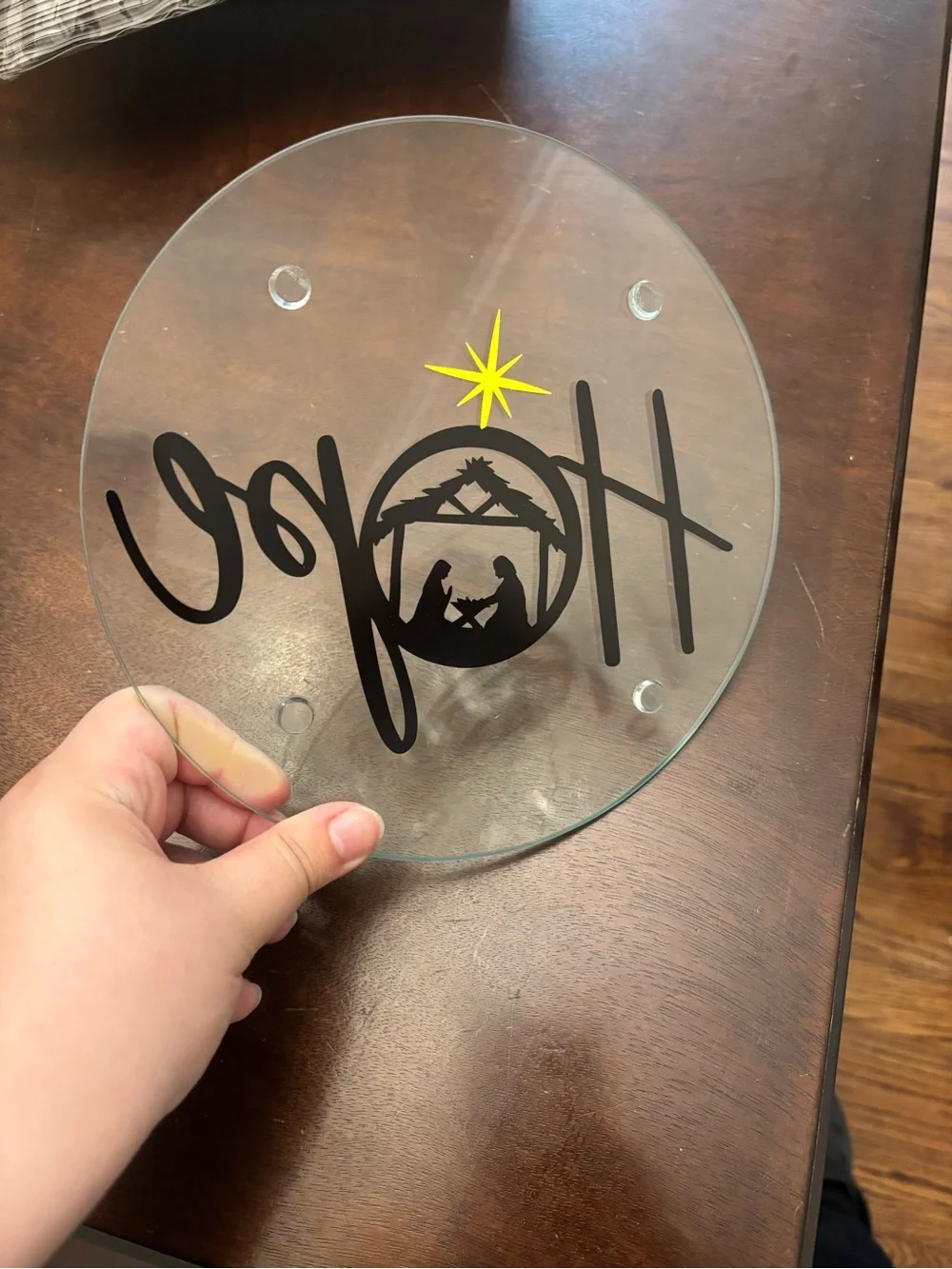 Hope Nativity Glass Decorative Plate - Black and Yellow